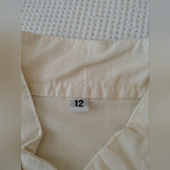 Boy's Cream Embroidered Button Down Guayabera  Shirt Size 12 - Picture 7 of 7